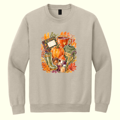 Cozy Fall Teacher 🍂☕ 40-002 - Heavy Blend Crewneck Sweatshirt Thumbnail