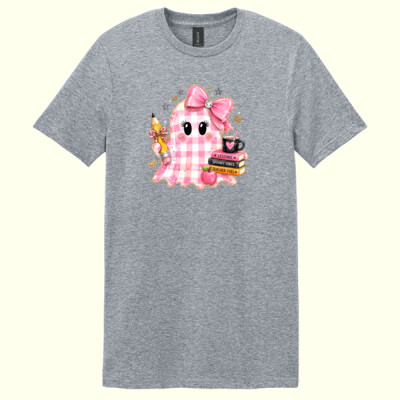 Pink Gingham Teacher Ghost 40-015 - Adult Softstyle ® T Shirt Thumbnail