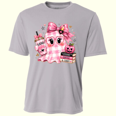 Pink Gingham Teacher Boo 👻🩷40-018 - Adult Cooling Performance Short Sleeve Tee Thumbnail