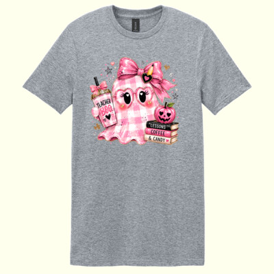 Pink Gingham Teacher Boo 👻🩷40-018 - Adult Softstyle ® T Shirt Thumbnail