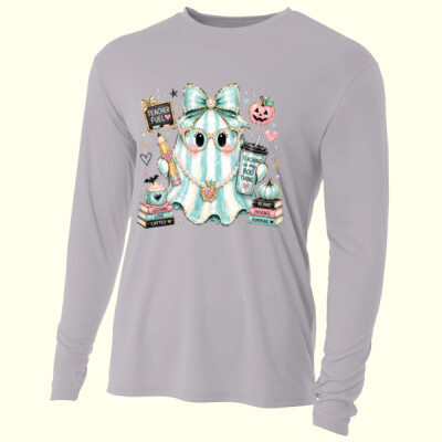 Teaching Little Monsters Plaid Ghost 👻🩷 40-022 - Adult Cooling Performance Long Sleeve Tee Thumbnail