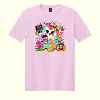 Colorful Teacher Ghost 🎨👻 40-024 - Adult Softstyle ® T Shirt Thumbnail