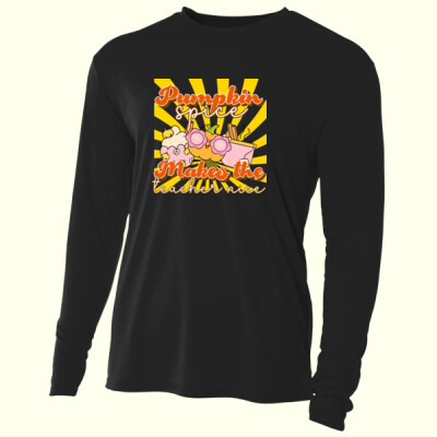 Pumpkin Spice Makes the Teacher Nice 🎃☕40-030 - Adult Cooling Performance Long Sleeve Tee Thumbnail