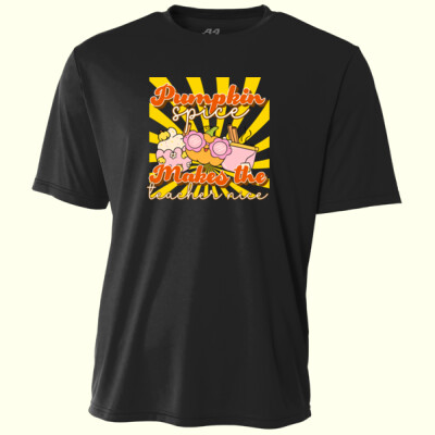 Pumpkin Spice Makes the Teacher Nice 🎃☕40-030 - Adult Cooling Performance Short Sleeve Tee Thumbnail