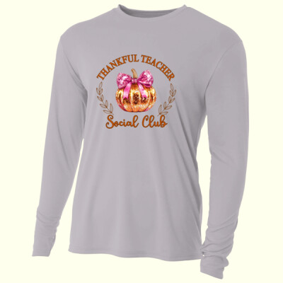 Thankful Teacher Social Club 🎀🎃 40-032 - Adult Cooling Performance Long Sleeve Tee Thumbnail