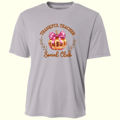 Thankful Teacher Social Club 🎀🎃 40-032 - Adult Cooling Performance Short Sleeve Tee Thumbnail