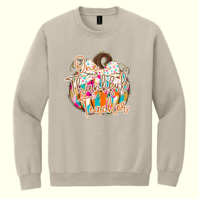 One Thankful Teacher 🎃🎀 40-033 - Heavy Blend Crewneck Sweatshirt Thumbnail
