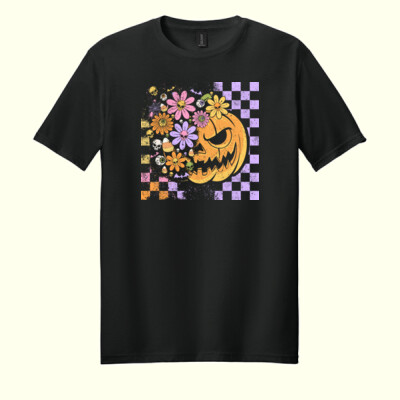 Spooky Floral Pumpkin 🎃🌸 40-041 - Adult Softstyle ® T Shirt Thumbnail