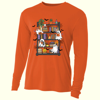 Spooky Library Ghosts 👻📚40-051 - Adult Cooling Performance Long Sleeve Tee Thumbnail