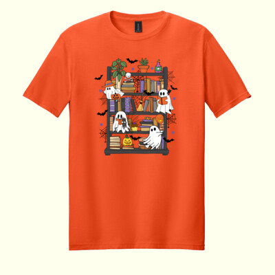 Spooky Library Ghosts 👻📚40-051 - Adult Softstyle ® T Shirt Thumbnail