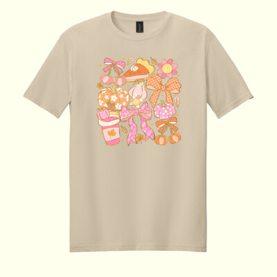 Pink Coquette Fall 🎀🎃 40-049 - Adult Softstyle ® T Shirt Thumbnail