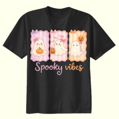 Spooky Vibes Ghost Trio 👻🎀 40-053 - Youth Heavy Cotton 100% Cotton T Shirt Thumbnail