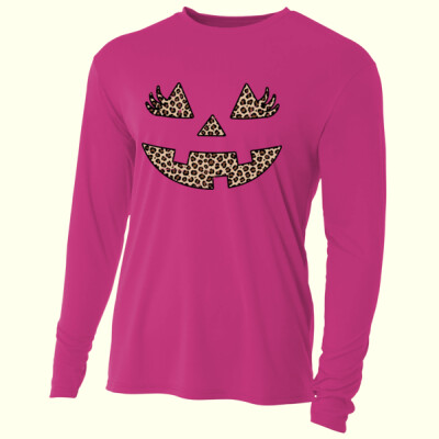 Leopard Jack-O’-Lantern 🎃🐆 40-059 - Adult Cooling Performance Long Sleeve Tee Thumbnail