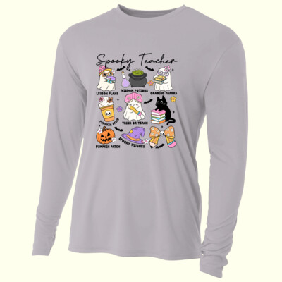 Spooky Teacher Essentials 👻📚 40-062 - Adult Cooling Performance Long Sleeve Tee Thumbnail