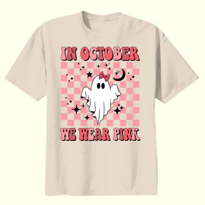 In October We Wear Pink Ghost 👻🎀 70-001 - Youth Heavy Cotton 100% Cotton T Shirt Thumbnail