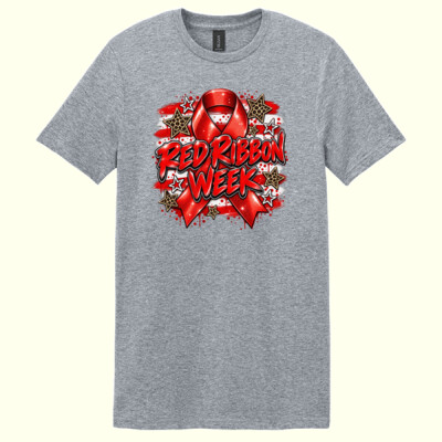 Red Ribbon Week – Sparkle & Leopard Print ❤️ 21-001 - Adult Softstyle ® T Shirt Thumbnail