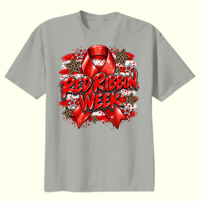 Red Ribbon Week – Sparkle & Leopard Print ❤️ 21-001 - Youth Heavy Cotton 100% Cotton T Shirt Thumbnail