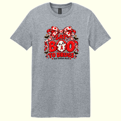Say BOO to Drugs – Red Ribbon Week 👻❤️ 21-002 - Adult Softstyle ® T Shirt Thumbnail