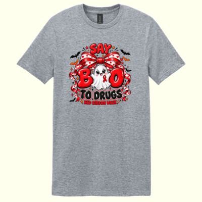 Say BOO to Drugs – Red Ribbon Week 👻❤️  23-003 - Adult Softstyle ® T Shirt Thumbnail