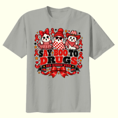 Say BOO to Drugs – Red Ribbon Week Ghost Shirt 👻❤️ 21-004 - Youth Heavy Cotton 100% Cotton T Shirt Thumbnail