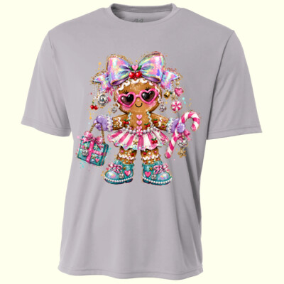 Glam Gingerbread Girl – Christmas Shirt 🎀🍒 97-001 - Youth Cooling Performance Short Sleeve Tee Thumbnail