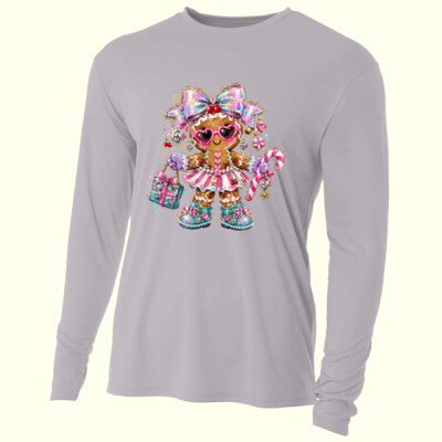 Glam Gingerbread Girl – Christmas Shirt 🎀🍒 97-001 - Adult Cooling Performance Long Sleeve Tee Thumbnail