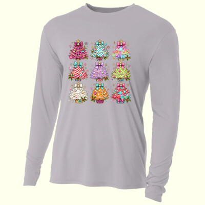 Colorful Coquette Christmas Trees – Holiday Shirt 🎄🎀 97-003 - Adult Cooling Performance Long Sleeve Tee Thumbnail